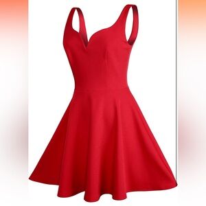 Deep v red dress. Size large. Worn once. See all pictures.